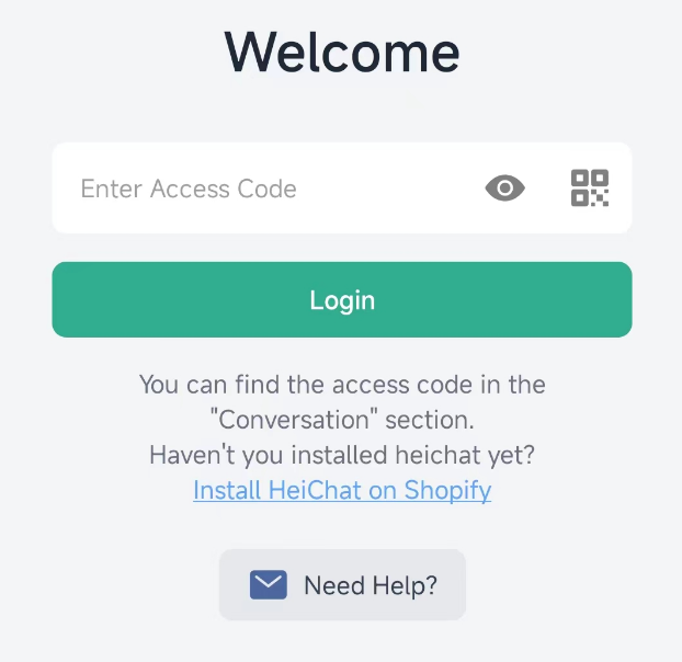 copy the access code to app