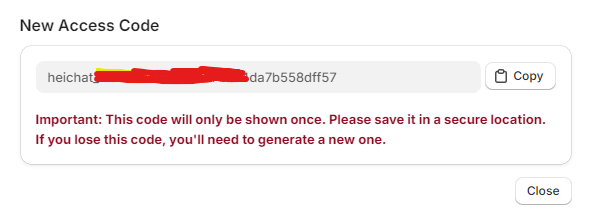 copy your access code